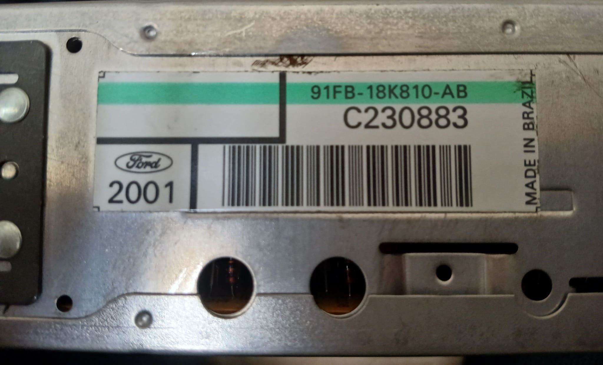 Ford Made in Brazil radio label with C serial C230833